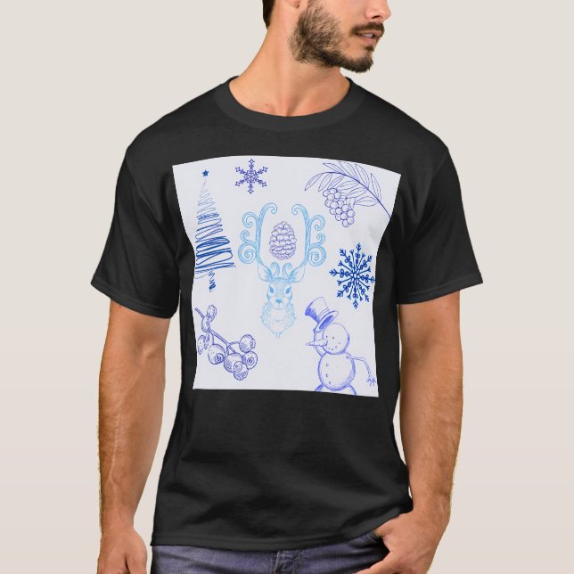 Camiseta Azul claro de patrón de invierno (Anverso)