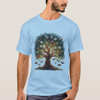 Camiseta azul claro del árbol del libro