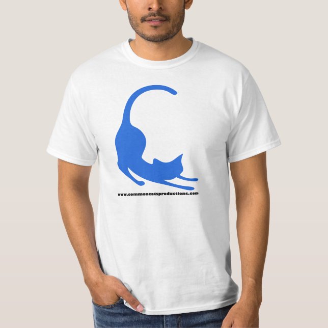 Camiseta Azul común del logotipo de los gatos (Anverso)
