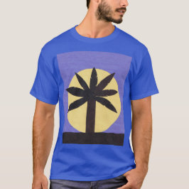 Camiseta azul con palmera y luna llena