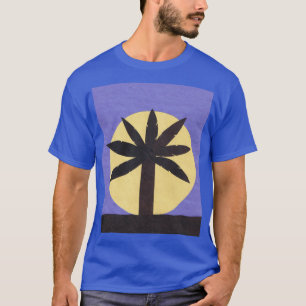 Camiseta azul con palmera y luna llena