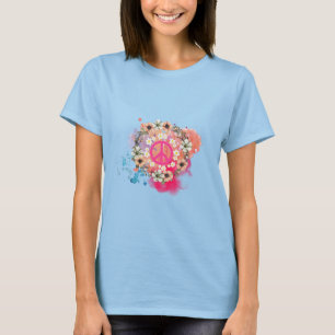 Camiseta azul con signo de paz - Camiseta hippie p