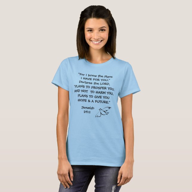 Camiseta Azul Cristiana Con Escritura Jeremías (Anverso completo)