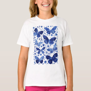 Camiseta Azul de agua de mariposas