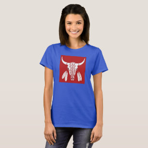 Camiseta azul de baile de fantasmas rojos de mujer