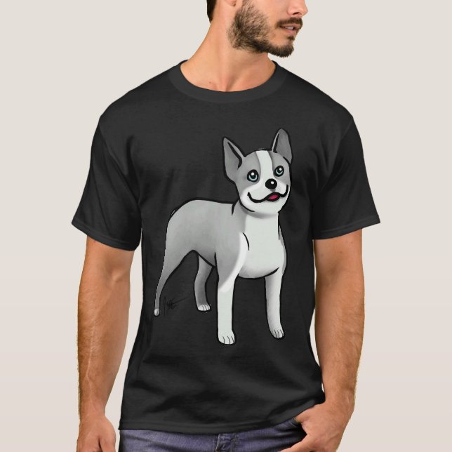 Camiseta Azul de Boston Terrier (Anverso)
