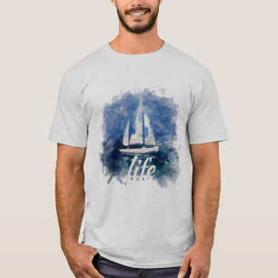 camiseta azul de bote salvavidas