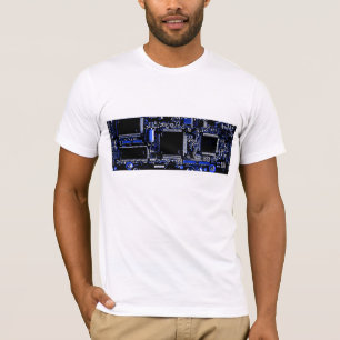 Camiseta azul de circuito blanco