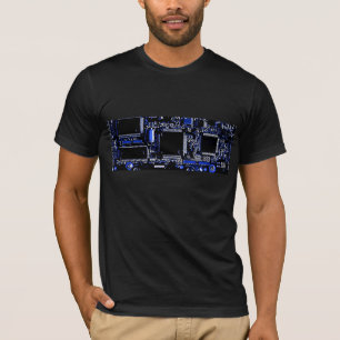 Camiseta azul de circuito negro