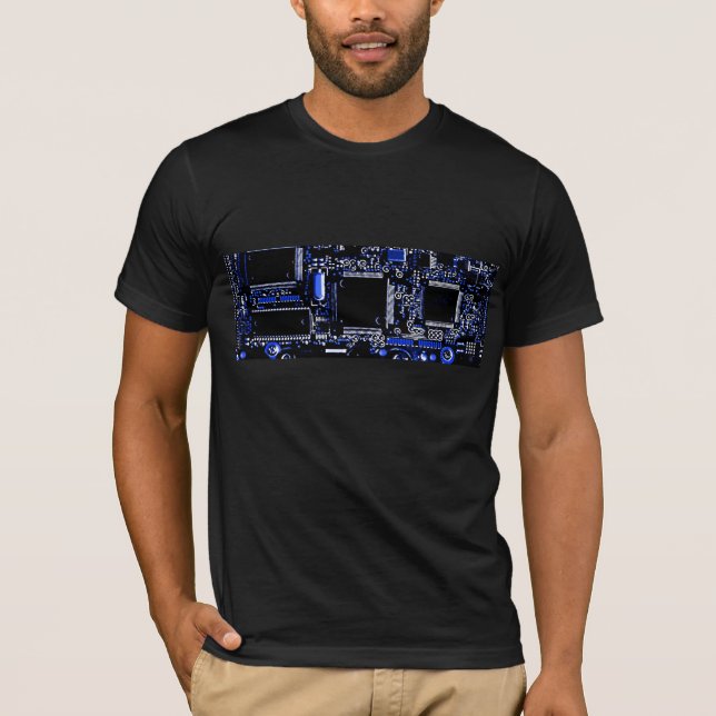 Camiseta azul de circuito negro (Anverso)