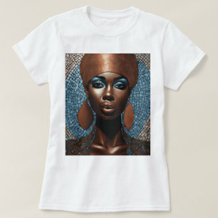 Camiseta azul de cobre con mosaico para mujer negr