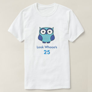 Camiseta Azul de cumpleaños de búho personalizado