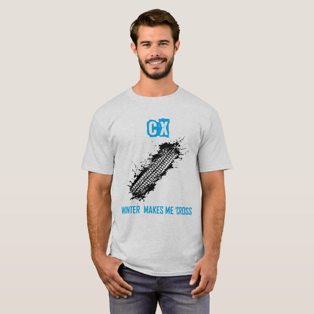 Camiseta Azul de Cyclocross - el invierno de la CX me hace (Anverso completo)