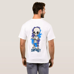 Camiseta Azul de Halloween con Esqueleto Lindo y F