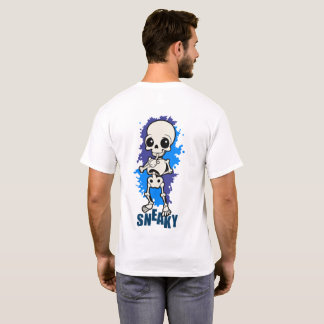Camiseta Azul de Halloween con Esqueleto Lindo y F