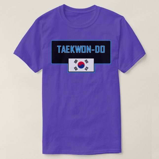 Camiseta Azul de ITF Taekwondo con bandera coreana (Diseño del anverso)