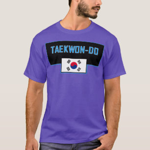 Camiseta Azul de ITF Taekwondo con bandera coreana