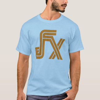 Camiseta azul de JFX (logotipo anaranjado)