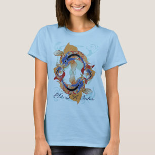 Camiseta azul de Koi de la primavera