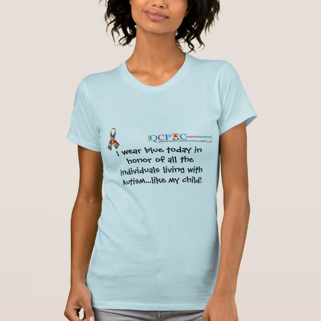 Camiseta azul de la conciencia del autismo del (Anverso)