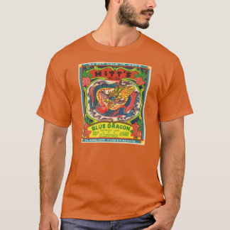 Camiseta azul de la etiqueta del dragón