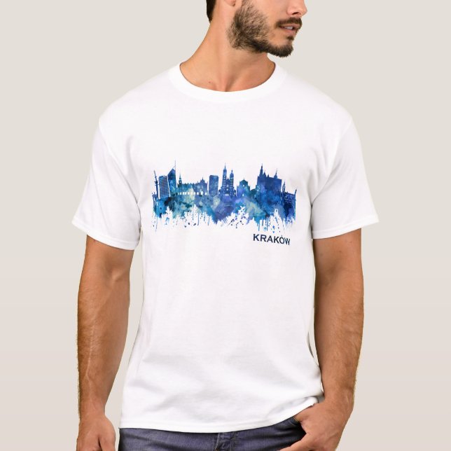 Camiseta Azul de la Línea Azul de Cracovia Polonia (Anverso)