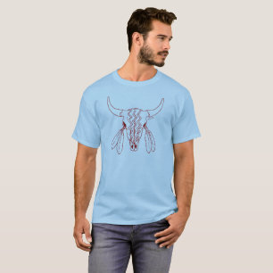 Camiseta azul de la línea de búfalo rojo Fantasma