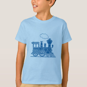 Camiseta azul de la luz del tren de la locomotora