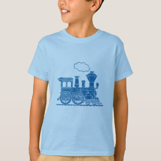 Camiseta azul de la luz del tren de la locomotora