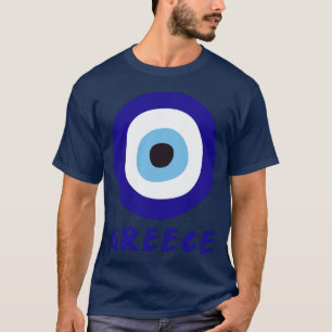 Camiseta Azul de la Marina de los Ojos Malvados Griegos