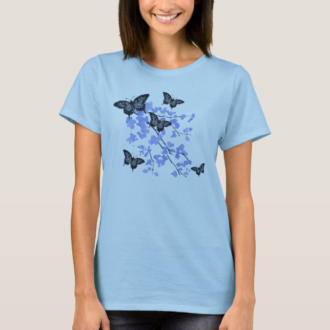 Camiseta azul de la mariposa (Anverso)