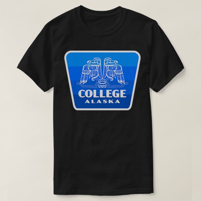 Camiseta Azul de la placa de pájaro retro de Alaska College (Diseño del anverso)