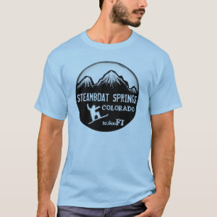 Camiseta azul de la snowboard de Steamboat Springs