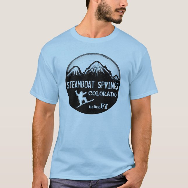 Camiseta azul de la snowboard de Steamboat Springs (Anverso)
