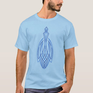 Camiseta azul de la tela a rayas del "florero"