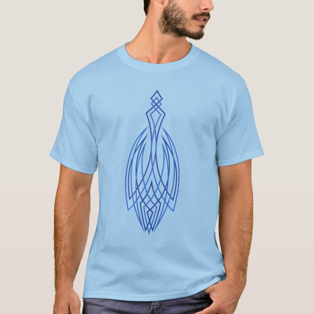 Camiseta azul de la tela a rayas del "florero" (Anverso)