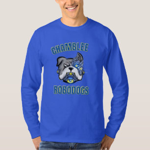 Camiseta azul de largo alcance