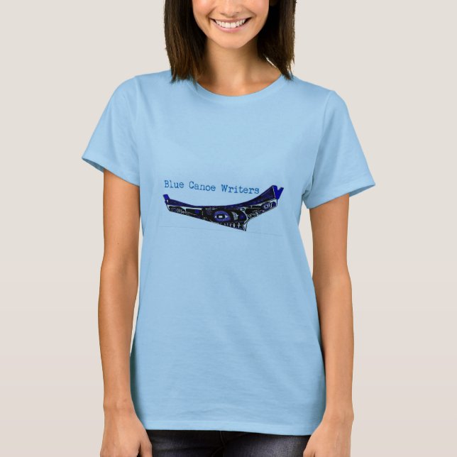 Camiseta azul de los escritores de la canoa (Anverso)