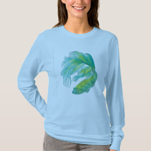 Camiseta azul de manga larga con diseño beta
