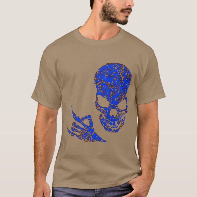 Camiseta Azul de metales pesados del cráneo (Anverso)