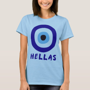 Camiseta azul de mujer Hellas Greek Evil Eye
