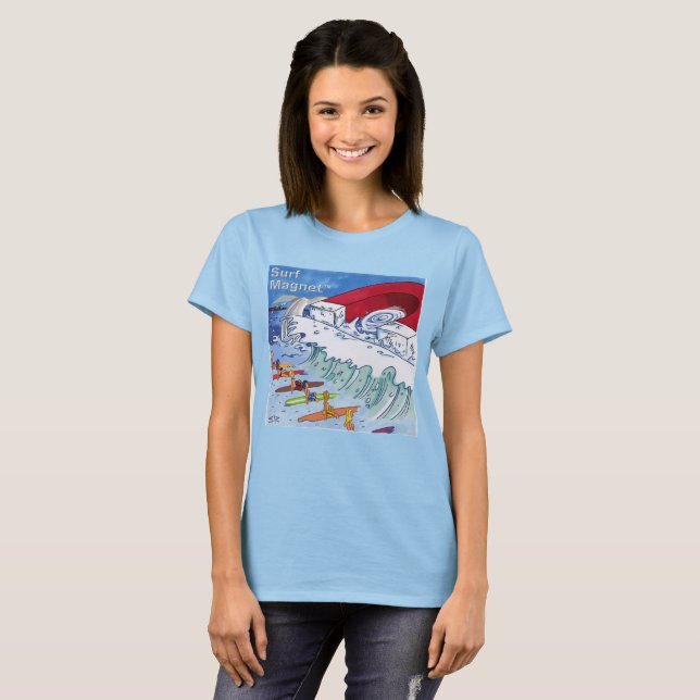 Camiseta azul de mujer Surf Magnet (Anverso completo)