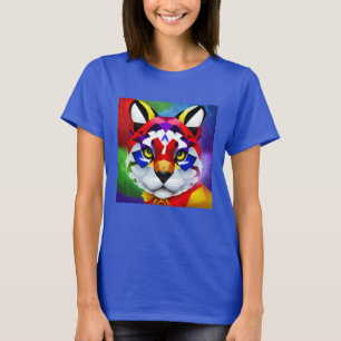 Camiseta azul de mujeres del gato de Alexander