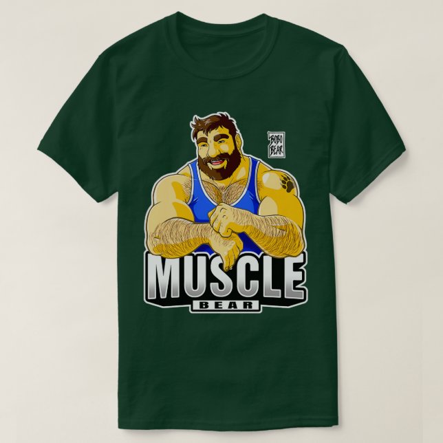 CAMISETA AZUL DE OSO MUSCULAR (Diseño del anverso)