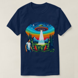 Camiseta azul de OVNI para hombre