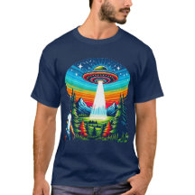 Camiseta azul de OVNI para hombre