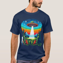Camiseta azul de OVNI para hombre