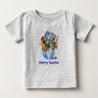 Camiseta azul de Pascua del conejito para los