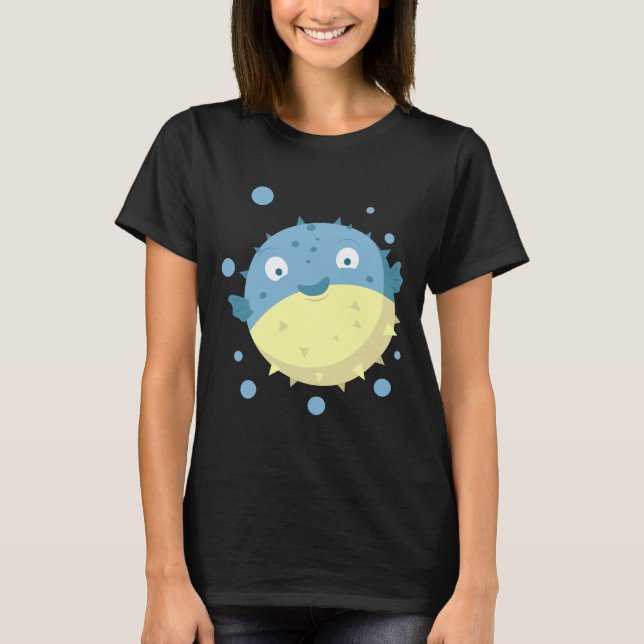 Camiseta Azul de Pescado de Púffer (Anverso)
