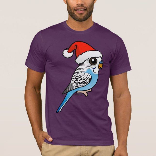 Camiseta Azul de Santa Budgie (Anverso)